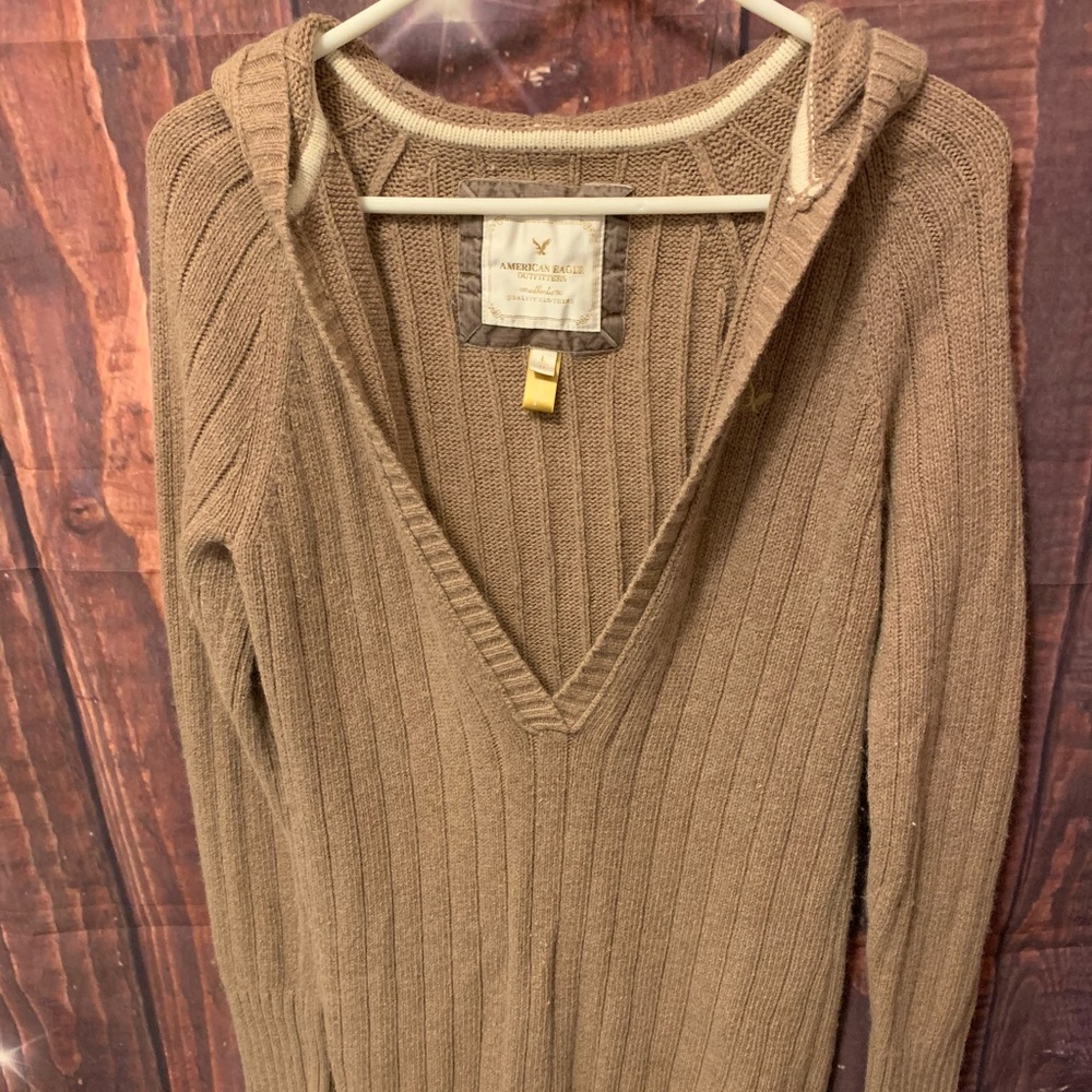 Hooded V-Neck Sweater